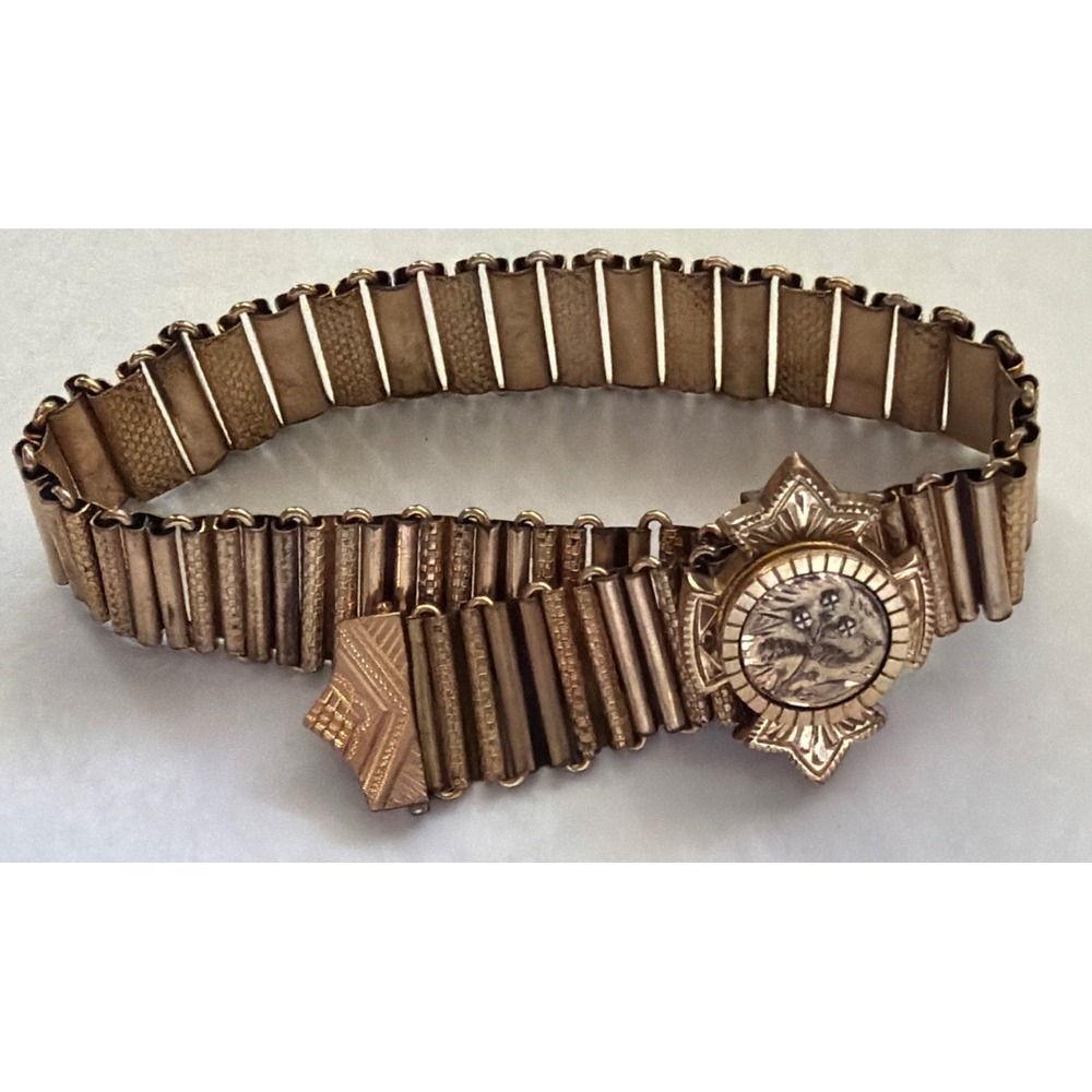 Victorian Memento Mori Mourning GF Aesthetic Movement Locket Bracelet